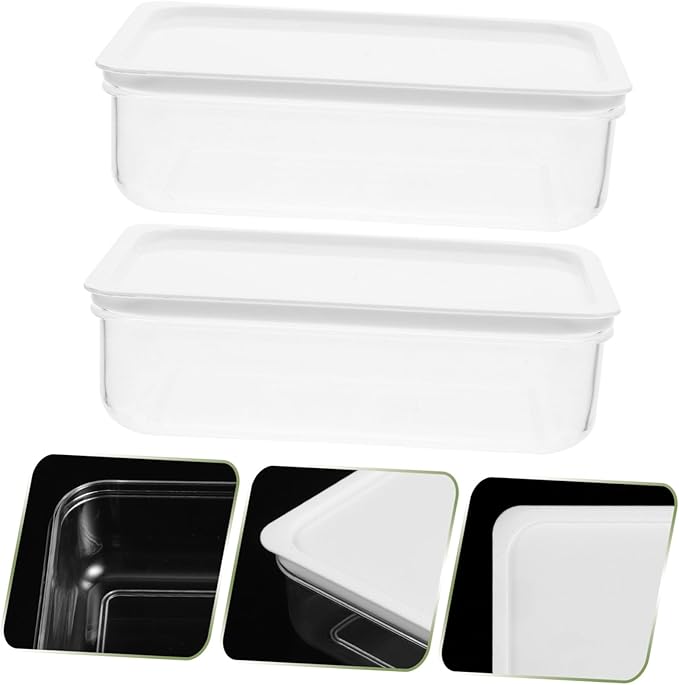 2Pcs Wear-resistant Refrigerator Food Containers with Lids Transparent Rectangular Preservation Boxes for Meat Storage and Fruit Organization Space-saving Kitchen Fridge Organizer