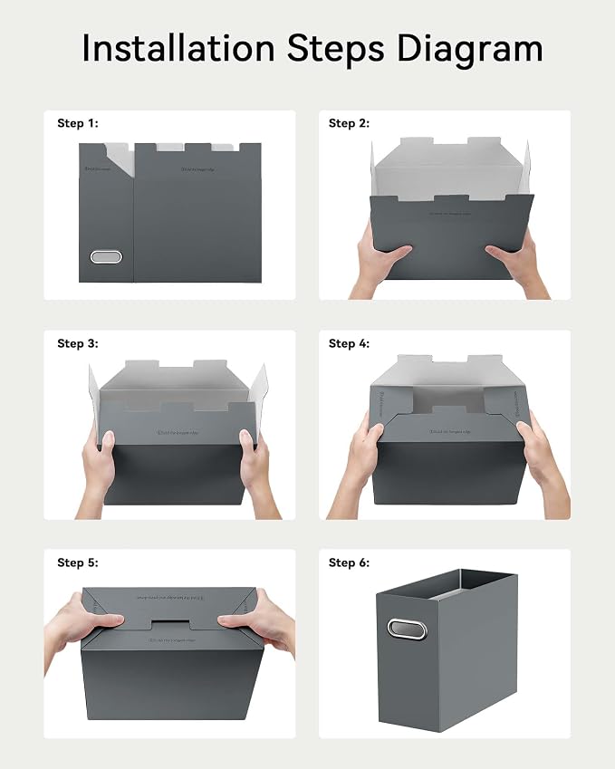 Oterri File Organizer Box, Portable Collapsible Cardboard File Folder Organizer with Handle for Letter Size Hanging Files, Document Storage Box for Home Office & Classroom (8 Packs,Assorted Colors)