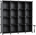 Neprock 16 Cubby Storage Organizer, Closet Clothes Storage Organizer, Cube Shelves Closet Organizers and Storage Shelves for Clothing Storage with Hammer, Bookshelf for Kids（Black）
