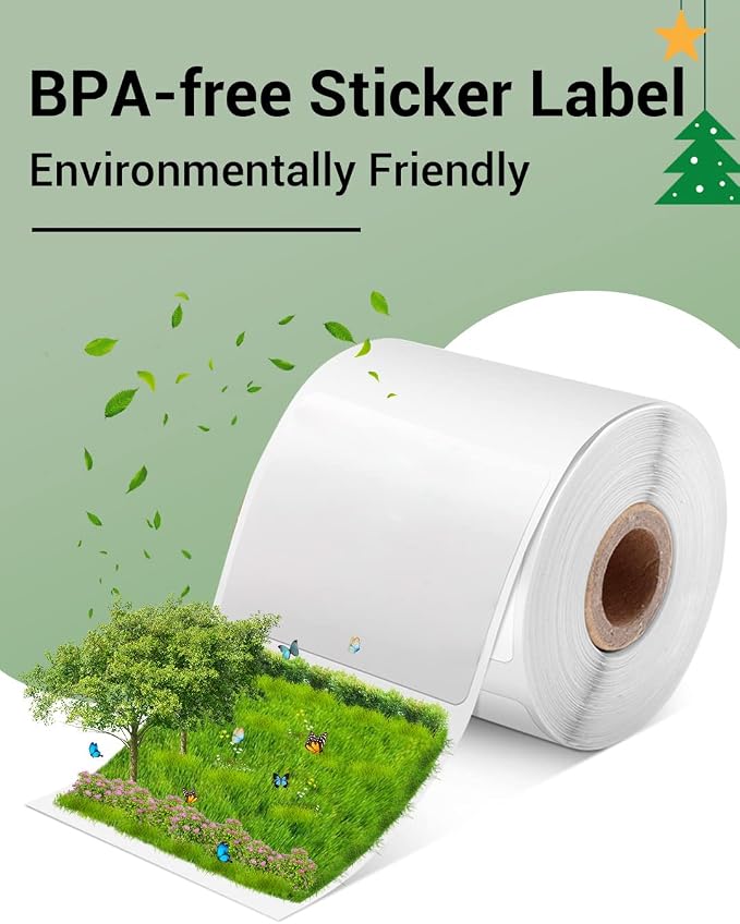 Phomemo Sticker Labels 1.18" x 0.79" (30x20mm) 6 Rolls, for M110/M110S/M120/M200/M220 Printer - Black on White, for Small Business, Home, Office, Total of 1800 PCS