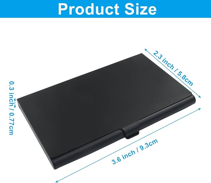 2 Pack Slim Business Card Case, Black | Professional Pocket Metal Case, Buckle Closure, For Men and Women