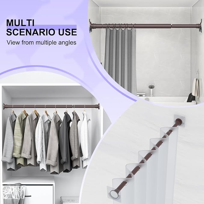 Spring Tension Rod 18-32 Inch, Small Shower Curtain Rod Bronze | Adjustable Heavy Duty Curtain Rod for Closet and Shower Use, Short Tension Rod Design for Small Spaces