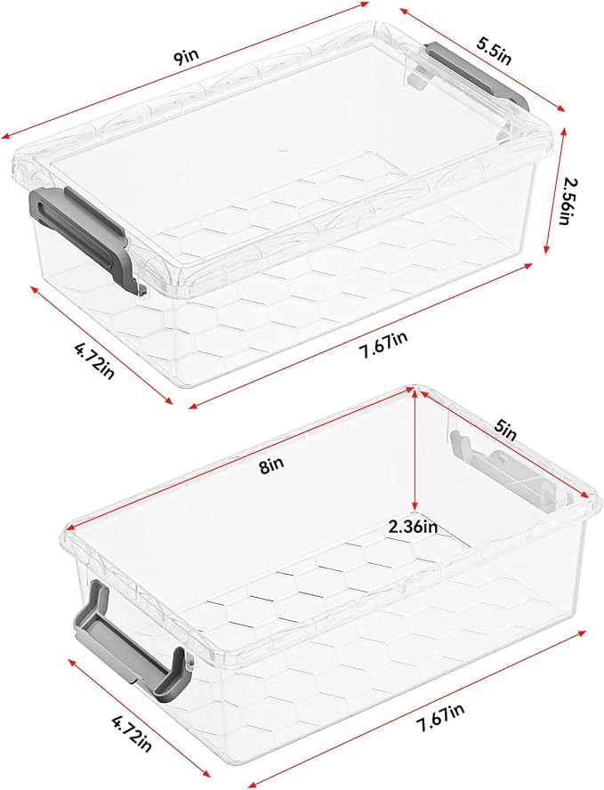 BiuLeon 4 Pack Extra Large Pencil Box, Plastic Pencil Case Organizer, Clear Crayon Box Marker Organizer, Stackable Craft Organizers and Storage for Pen, Craft, Art Supply(Green/Blue/Pink/Black)