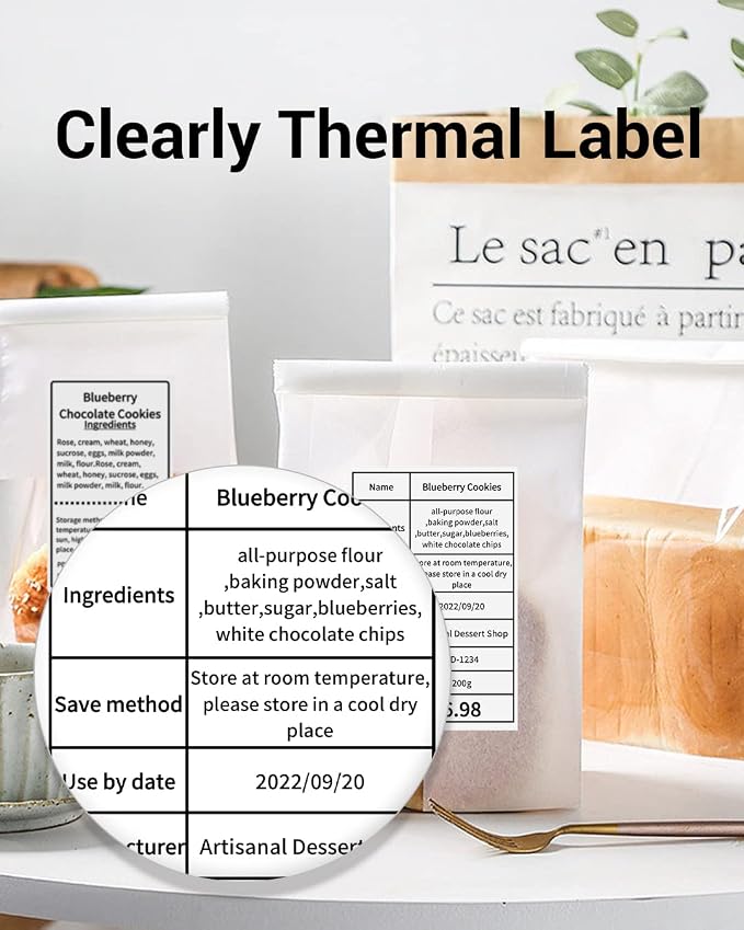 Phomemo Thermal Sticker Labels- 2.75"x1.57"(70x40mm) Thermal Label for M221/M220/M250/M260, for Barcode/Address/Mailing/Logo/Business/Home Tag, Black on White, 1 Roll, 170 PCS