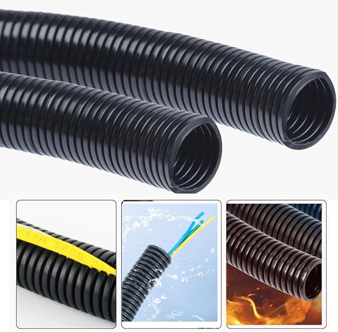 30 FT 1/2” Wire Loom Split Tubing,Dog Cat Cord Protector,Split Wire Loom Tubing Wire Conduit – Black (30FT 1/2")