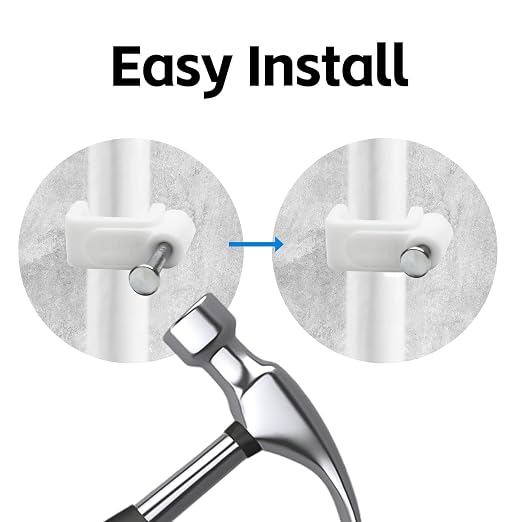 200 Pack Cable Clips, 8 mm White Flat Ethernet Wire Clips, Coax Cable Wall Clip, Cord Clips for Wires on Wall, Cord Management (200)