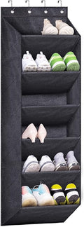 SLEEPING LAMB Over The Door Shoe Organizer for Closet with Large Deep Pockets, Narrow Shoe Rack for Door Hanging Boots Storage, Black