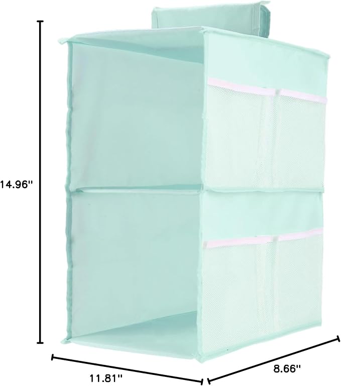 2-Shelf Closet Hanging Organizer Foldable Hanging Storage Shelves with Strong Magic Tapes Space-Saving Wardrobe Hanging Shelf for Clothes Towels Accessories Blue