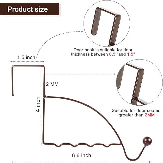 Hotop 2 Pcs Over The Door Hooks Over Door Hanger Sturdy Valet Hooks Mounted Hanging Storage Organizer Rack for Clothes Coats Towels Hats Scarves Purses(Bronze)