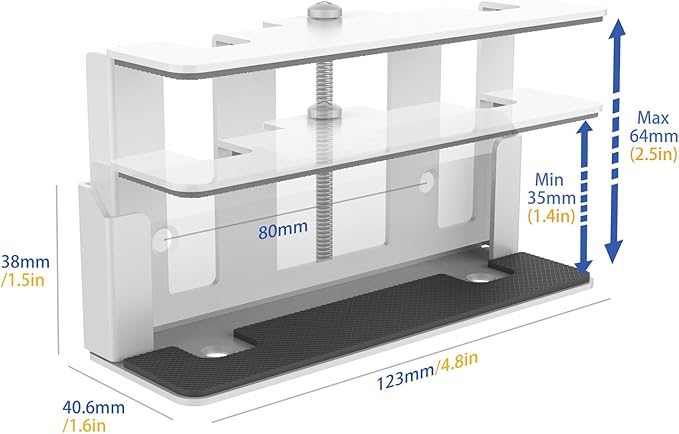Monzlteck Universal Power Strip Mount, Put Your Power Strip Under the Desk or On the Wall-(Power Strip not Included)-Fits 1.6" to 2.4" Width