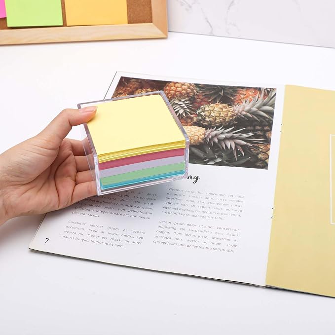 NatSumeBasics Clear Acrylic Sticky Note Holder Dispenser, Fits 3" x 3" Memo Cube, Aesthetic Desk Organizer for Office Supplies