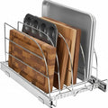 HOLDN’ STORAGE Pull Out Organizer for Bakeware, Cutting Board and Trays, Adjustable Dividers - Heavy Duty, Lifetime Limited Warranty - For Narrow Cabinet Spaces, 12.5”W x 21”D x 11”H, Chrome