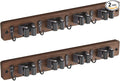 OUTNILI 2 Pack Mop Broom Holder Wall Mount - Wood Broom Mop Hanger - Wall Mounted Garden Tool Rack Organizer for Closet Garage Laundry Room Farmhouse Rustic Kitchen Decor With 4 Slots & 4 Hooks