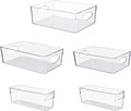 UFORU 5 Pack Clear Plastic Pantry Organizers and Storage with Handles | Non-slip Bottom Stability, Space-Saving Stackable Design, Clear Visibility, Thickened Plastic, Multi-Scene Storage Solutions