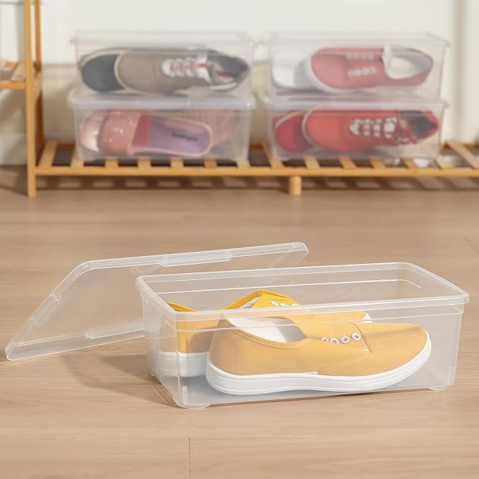 6 Qt 6 Pack Latching Storage Box,Plastic Clear Storage Bins With Lids | Transparent View,Stackable,Clear,Space-Saving,Durable,See Through,Plastic,,Dust Protection