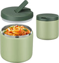Pawtong 19oz Insulated Vacuum Food Jar with Buckle Lid Wide Mouth Soup Thermo for Hot Food Kids Leakproof Stainless Steel Lunch Container- Green-1Pack