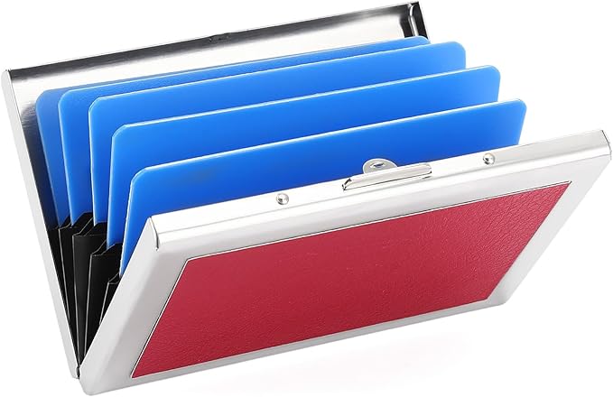 Credit Card Holder Wallet for Women Men Stainless Steel Metal Card Case RFID Blocking Business Card Protector Case with 6 Slots