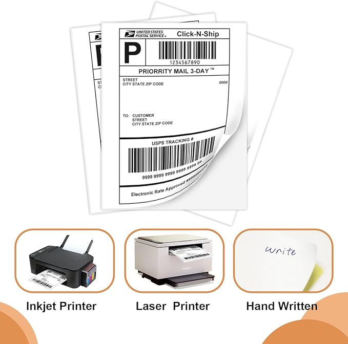 Full Sheet Labels 8.5 X 11, White Matte Sticker Paper, Laser/Inkjet Printing, 4000 Sheets, 4000 Labels, 1 Up Shipping Mailing Address Storage Bin Labels Stickers 8-1/2" x 11"