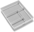 madesmart 4 Compartment Drawer Organizer, Multi Purpose Storage for Utensils, Office Tools, Cords, & Small Household Items, Tech Accessories, Arts & Crafts Supplies, Non Slip Lining, White (Pack of 6)