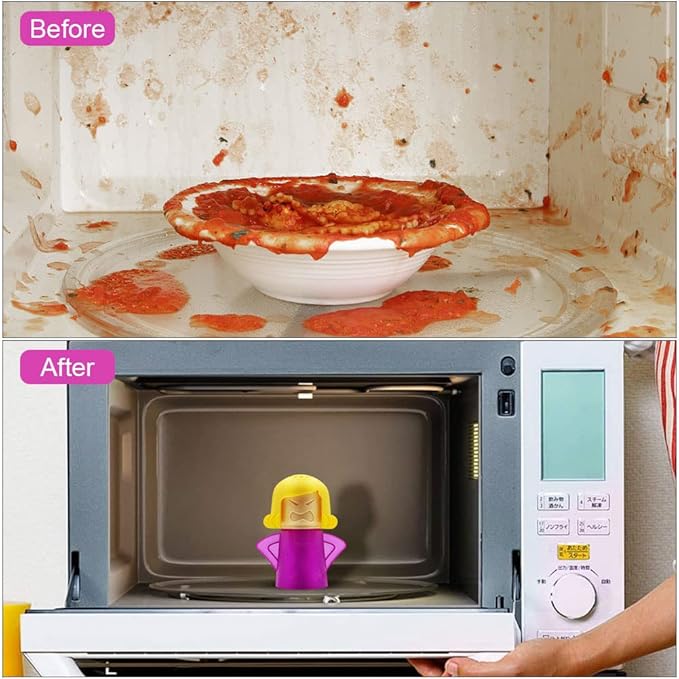 Abnaok Microwave Cleaner, 2 PCS Angry Mama Microwave Cleaner Microwave Oven Steam Cleaner Easily Clean in Minutes Cleans Add Vinegar and Water for Home or Office with English Manual (Blue+Purple)