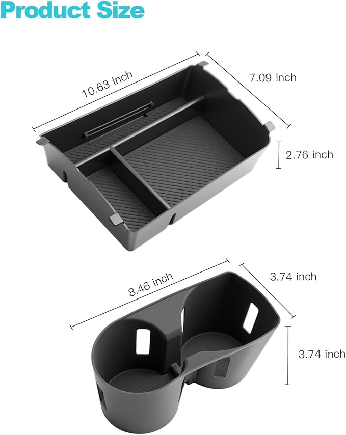 CDEFG 2Pcs for 2026 Hyundai Palisade Center Console Organizer, for 2026 Hyundai Palisade Accessories Middle Console Organizer & Central Cup Holder Cover (Only for Split Armrest)