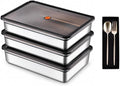 3-Pack Stainless Steel Food Storage Containers with Airtight Lids - Vacuum Seal Meal Prep Containers for Fridge Organization - Leakproof & Stackable Food Storage Set for Kitchen Freezer & Oven Safe