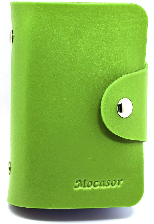 Soft Leather Credit Card Holder for Men & Women Bank Card Case with 24 Durable Plastic Insert Slots Slim Pocket Wallet ID Card Organiser Business Card Case Purse (Green)