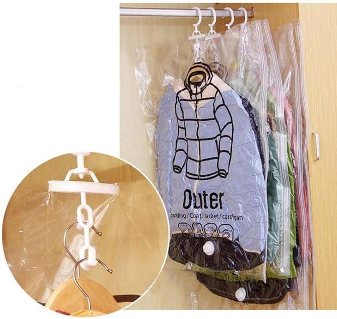 STTC Pack of 3 Garment Covers Bags, Hanging Transparent Vacuum Storage Bag for Wardrobe Storage Travel Garment Bags,M