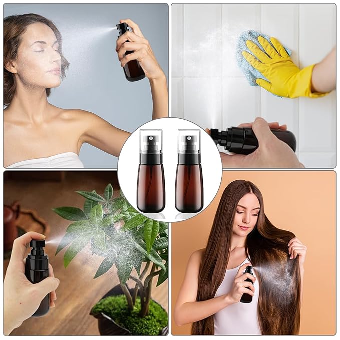 Travel Spray Bottle 2oz/60ml 2 Pack TSA Approved Fine Mist Spray Bottles Refillable Cosmetic Leak Proof Travel Size Spray Bottle for Hair Perfumes Skincare Water Face Sprayer(Brown)