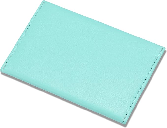 HISCOW Envelope Business Card Case with Magnet Closure - Italian Calfskin (Teal)