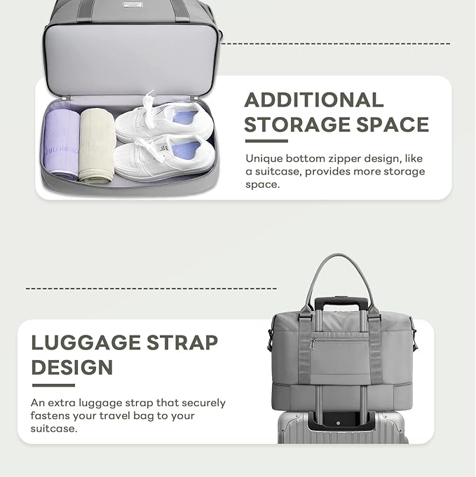 TANTOMI Travel Duffle Bag for Women Personal Item Travel Bag with Shoes Compartment, Weekender Overnight Bag Carry On Duffle Bag Tote Gym Bag for Travel, Sports, Hospital, Dance