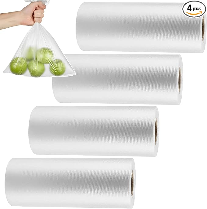 4 Rolls Plastic Produce Bags for Groceries,40x50cm(16x20in) Durable Clear Food Storage Bags for Bread,Fruits,Vegetables,Shopping Poly Packing Bag,1400 Pcs