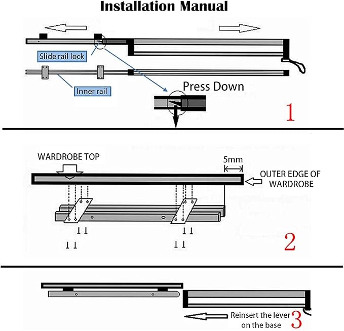 Closet Clothes Hanger Rail,Pull-Out Closet Rod 30-60cm,Wardrobe Clothing Rail,Closet Organizer Rack for Pants and Coat (500MM/19.7INCH)