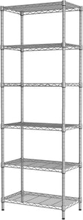 SINGAYE 6 Metal Shelves Wire Shelving Storage Shelf Adjustable Unit Pantry | 6 Tier Kitchen Laundry Room Organization Home Pantry Closet Bathroom Organizers Garage Rack 12" D x 22" W x 69.5" H Gray