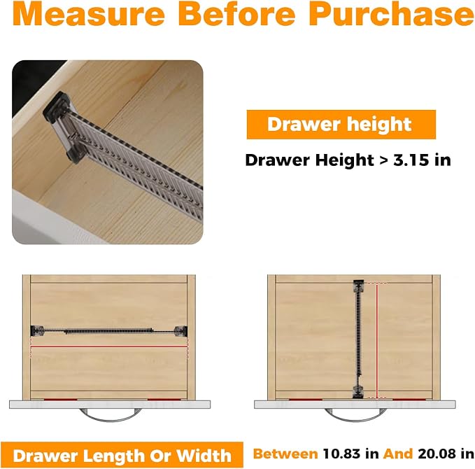12 Pack Drawer Dividers 3.15" High, 10.83-20.08'' Adjustable Dresser Dividers Organizers,Plastic Expandable Drawer Separators For Clothes, Underwear Cosmetic