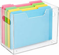 Acrylic File Organizer Box with Handles, Clear | Desktop File Organizer, For Letter Size and A4 Folders, Portable Folder Holder, Includes 4 Non-Slip Pads
