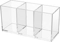 Clear Acrylic Pencil Holder, 3 Compartment Cup Pen Holder for Desk | Desk Organizer for Office School, Makeup Brush Holder for Girls
