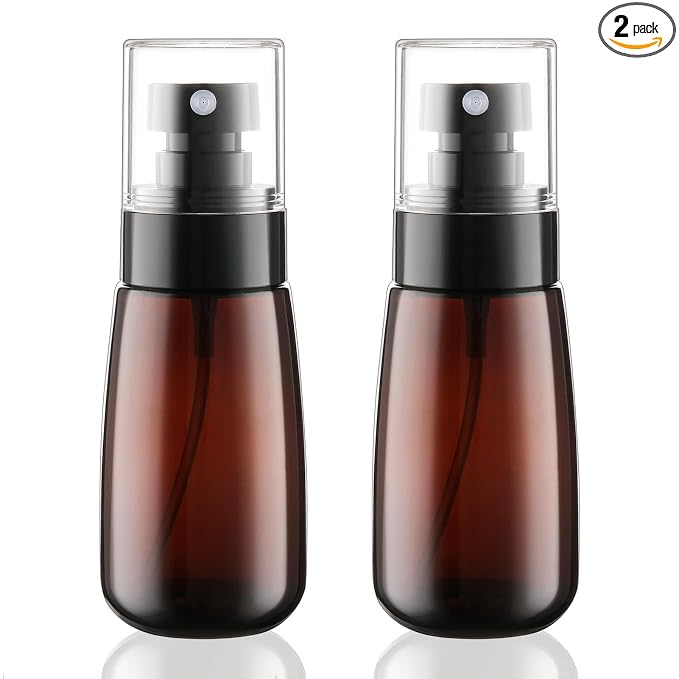 Travel Spray Bottle 2oz/60ml 2 Pack TSA Approved Fine Mist Spray Bottles Refillable Cosmetic Leak Proof Travel Size Spray Bottle for Hair Perfumes Skincare Water Face Sprayer(Brown)