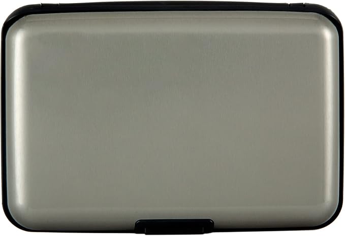 Credit Card Holder, RFID Blocking Metal Card Wallet for Women Men Slim ID Card Holders Protector Aluminum Business Hard Case (Grey)