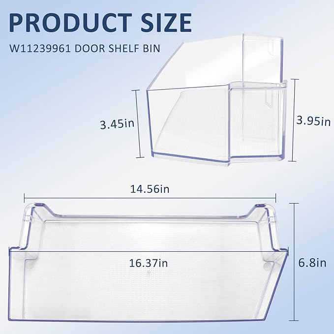 W11239961 W10900538 Door Bin Replacement,Refrigerator Door Shelf Compatible for Whirl-Pool Refrigerator Shelf Replaces 4591452 AP6333410 PS12578777 EAP12578777 Shelves 2Packs