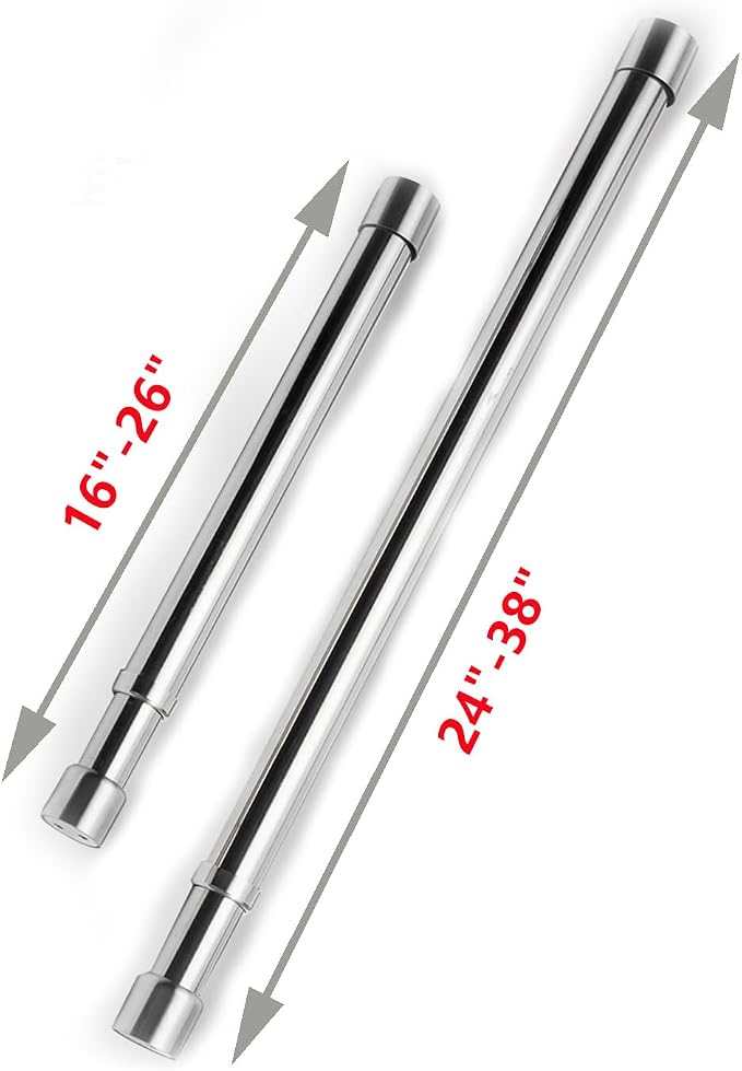 Hanging Closet Rod Heavy Duty with End Caps Adjustable Closet Rod 16-26 Inches Stainless Steel Silver Quantity-1pcs
