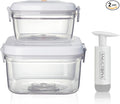 Vacuum Seal Food Storage Containers Set for Meal Pre, Snack, Veigges, Fruits - BPA-Free Kitchen Organizers with Lids, Suitable as Lunch box, Fridge & Dishwasher Safe - 0.6L+1.5L