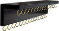 SANY DAYO HOME Black Necklace Holder Jewelry Organizer with 30 Hooks, 15 x 3 x 4 inches Wall Mount Rustic Pine Wood Shelf for Necklace, Hair Bow Storage
