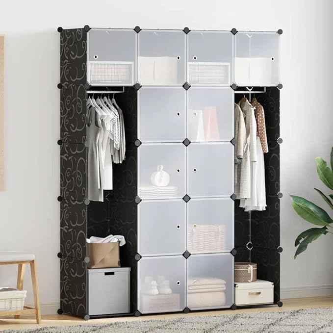 vidaXL Modular Storage Black and White Plastic Large Modular