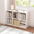 NELYE 6 Cube Organizer Bookcase White Open Shelf | Suitable for 11-inch Fabric Storage Bins, Simple Compartments Bookshelf, Holds 20 Lbs per Cube