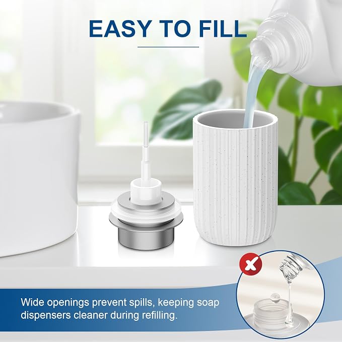 Ceramic Foaming Soap Dispenser, 12 oz Bathroom Foam Hand Soap Dispenser, Refillable Lotion Soap Dispenser with Removable Pump for Kitchen Hand Wash Dispenser, Modern Home Decor (Speckled White)