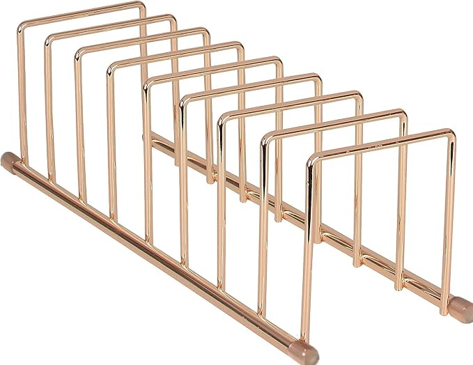 FitWell Kitchen Bakeware Organizer,Plate Racks,Rack for Plastic Lids,Cutting Boards,Cookie Sheets,Pots & Pans Holder,Compact Kitchen Storage,Cabinet Organizer (Copper)