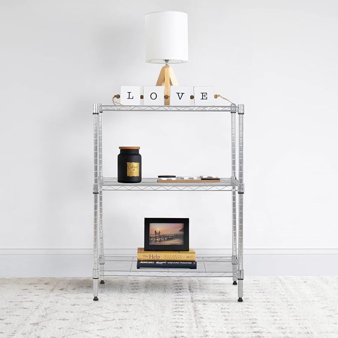 Meet perfect 3-Tier Metal Shelving Unit, 30.2" H x 13.2" W x 23" D Adjustable Wire Rack, 450 lbs Heavy Duty Storage Organizer for Kitchen, Garage, Pantry, Laundry