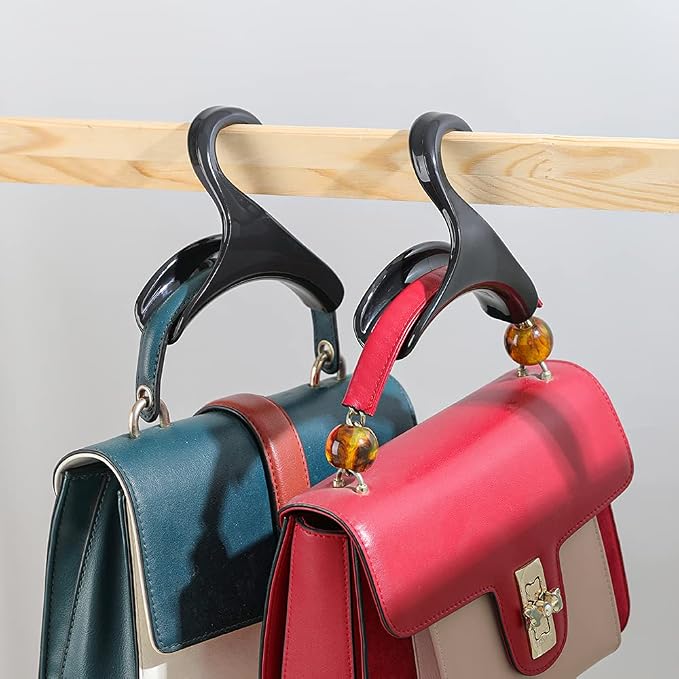 Purse Hanger for Closet Rod - Handbag Storage Organizer - Acrylic Hangers for Hanging Purses, Backpacks, Satchels, Crossovers, Totes (4 Pack)