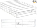8 Pack Clear Drawer Dividers for Clothes, 4" High 10.6"–16.9" Adjustable Expandable Dresser Drawer Organizer, Dresser Separators for Baby Clothing, Underwear, Sock, Cosmetic, Kitchen, Office Storage